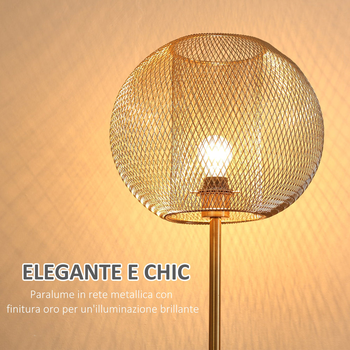 easycomfort easycomfort lampada da terra moderna in metallo con paralume dal design sferico e27 40w 35x150cm oro