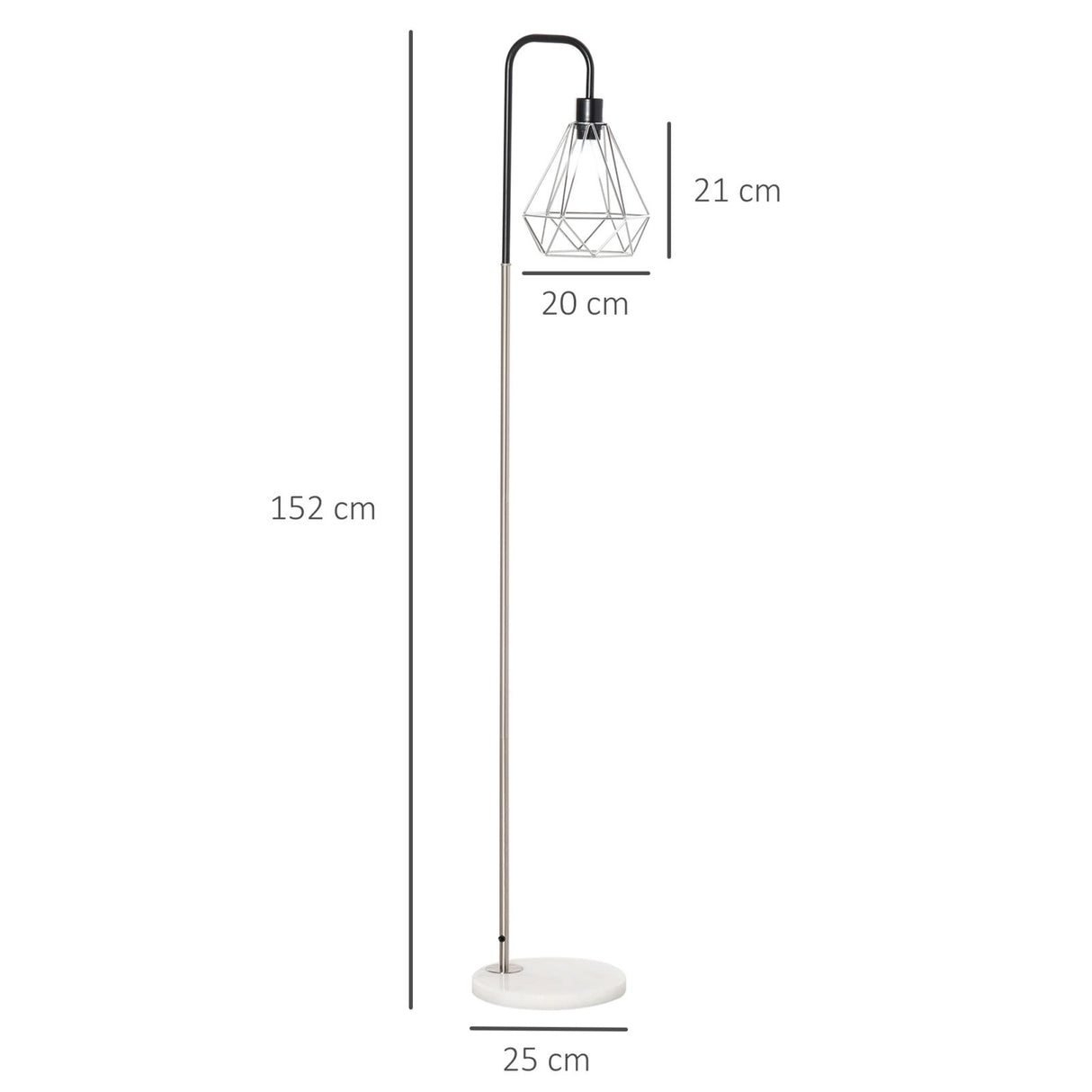 easycomfort easycomfort lampada da terra moderna paralume in filo metallico palo in metallo e base in marmo 25x152cm nero argento bianco ean 8054144136356