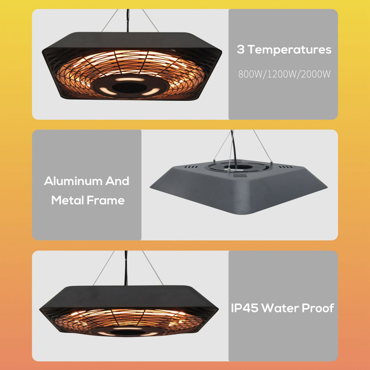 easycomfort easycomfort lampada riscaldante per esterni con luce 3 livelli di potenza e telecomando nero