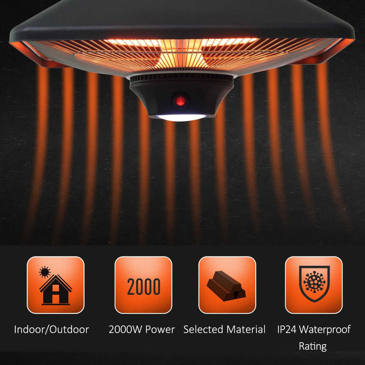 easycomfort easycomfort lampada riscaldante per esterni con luce led 2 livelli di potenza e telecomando nero