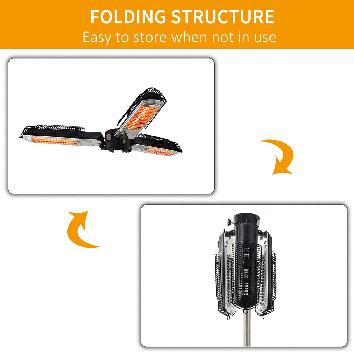 easycomfort easycomfort lampada riscaldante per esterni e ombrelloni 3 livelli di potenza e bracci pieghevoli nero