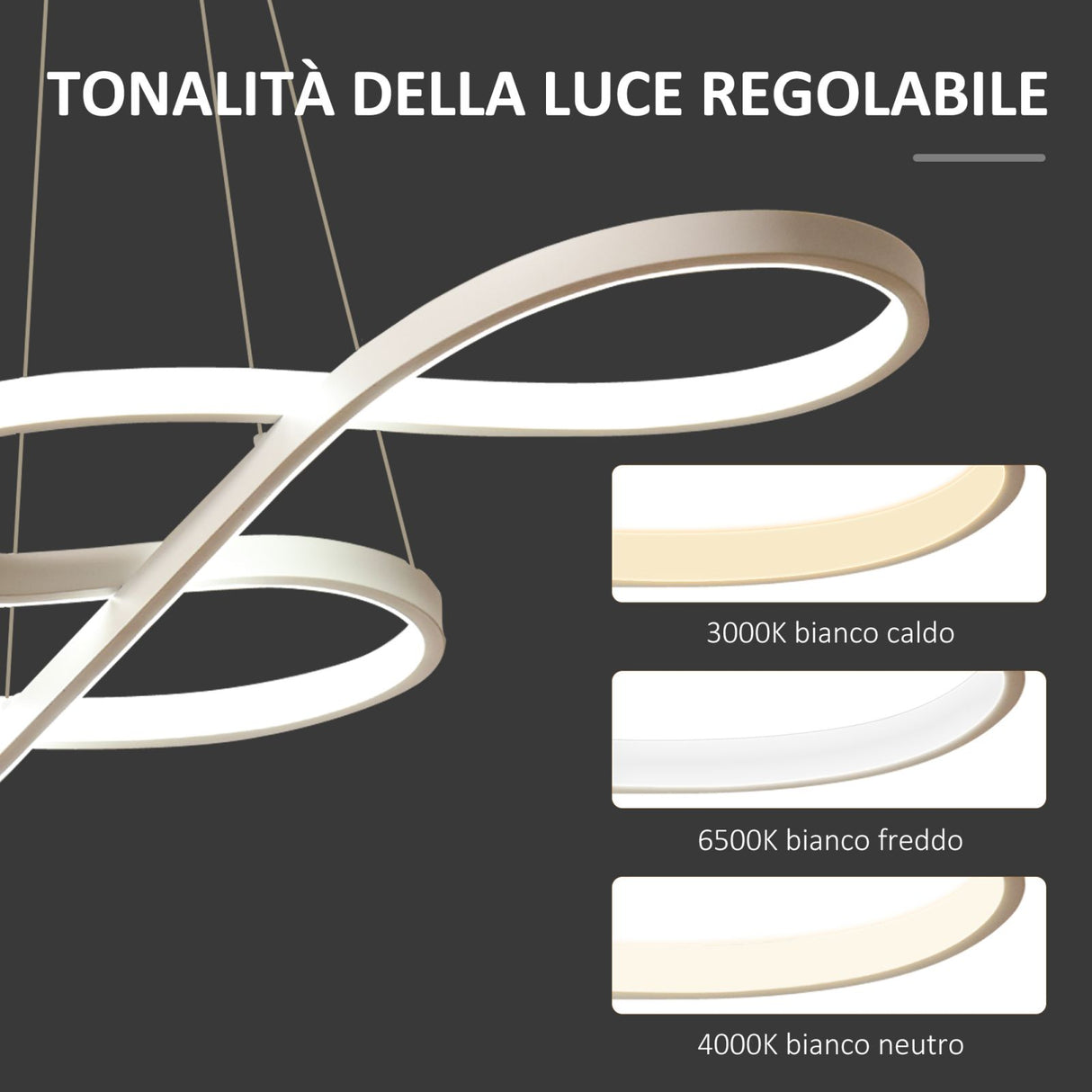 easycomfort easycomfort lampadario led 3 tonalita di luce altezza regolabile potenza 70w bianco