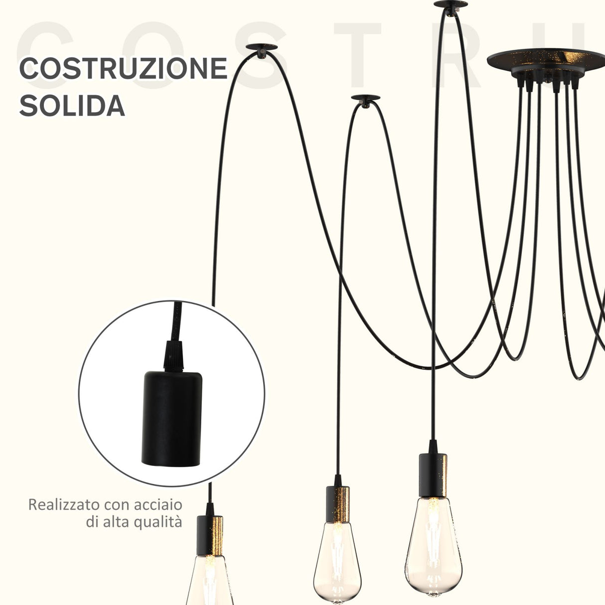 easycomfort easycomfort lampadario moderno a sospensione forma di ragno 6 luci casa e ufficio ean 8054111841559