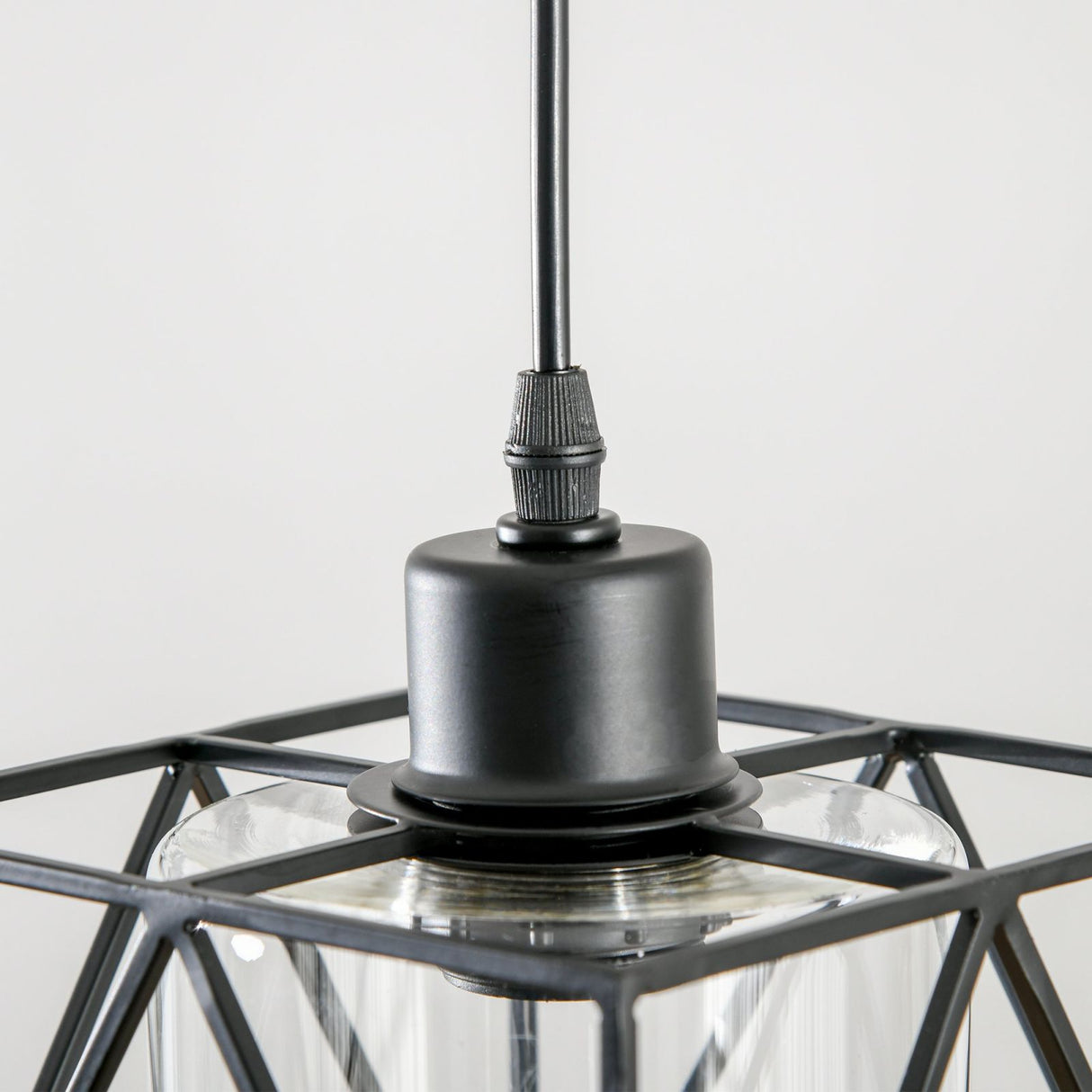 easycomfort easycomfort lampadario stile geometrico in metallo nero con cavo regolabile