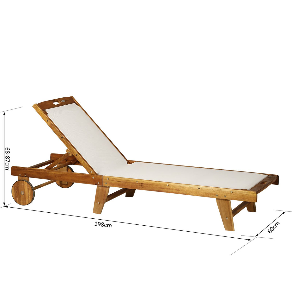 easycomfort easycomfort lettino sdraio da giardino pieghevole in legno di acacia con ruote e schienale regolabile con materassino bianco ean 8055776915814