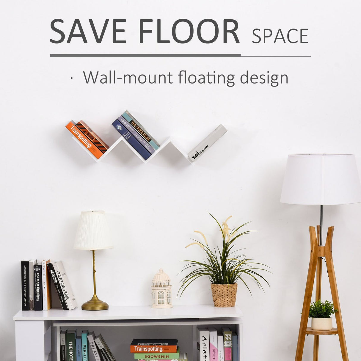 easycomfort easycomfort libreria a muro sospesa di design in legno bianco a forma di v ean 8054111840088