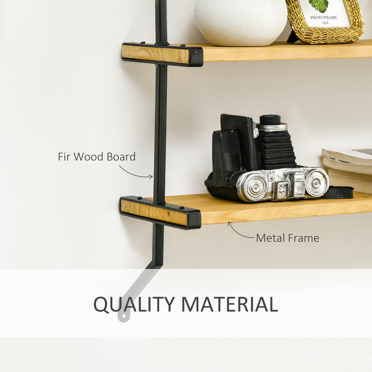 easycomfort easycomfort libreria moderna sospesa a scaletta in legno e metallo 51x15x63 5cm naturale