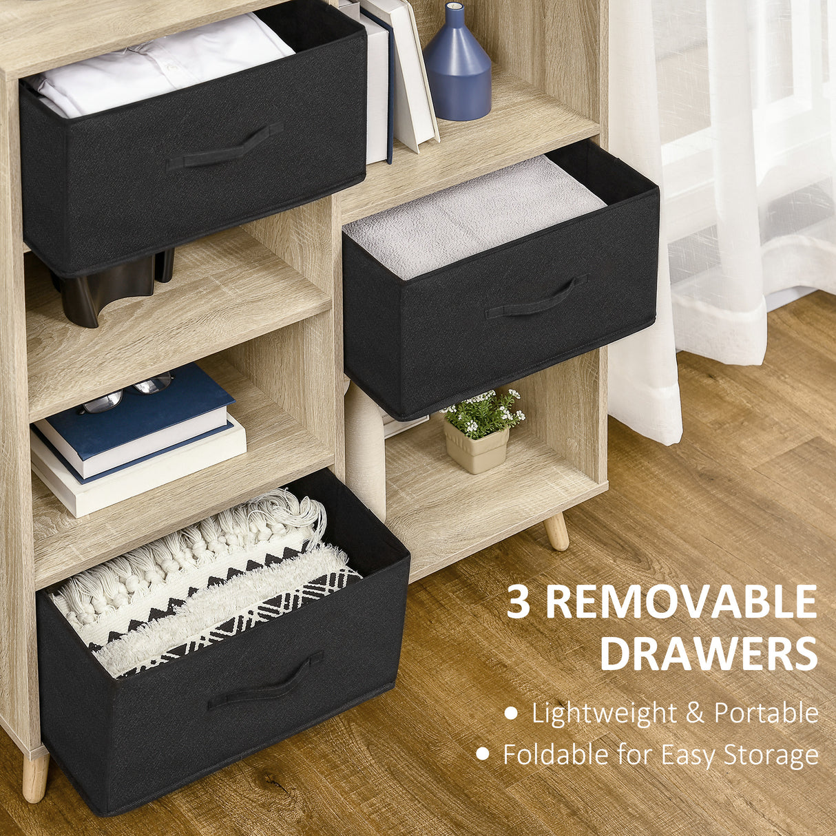 easycomfort easycomfort libreria scaffale a 7 vani con 3 cassetti rimovibili e pieghevoli 90x30x102 5cm legno