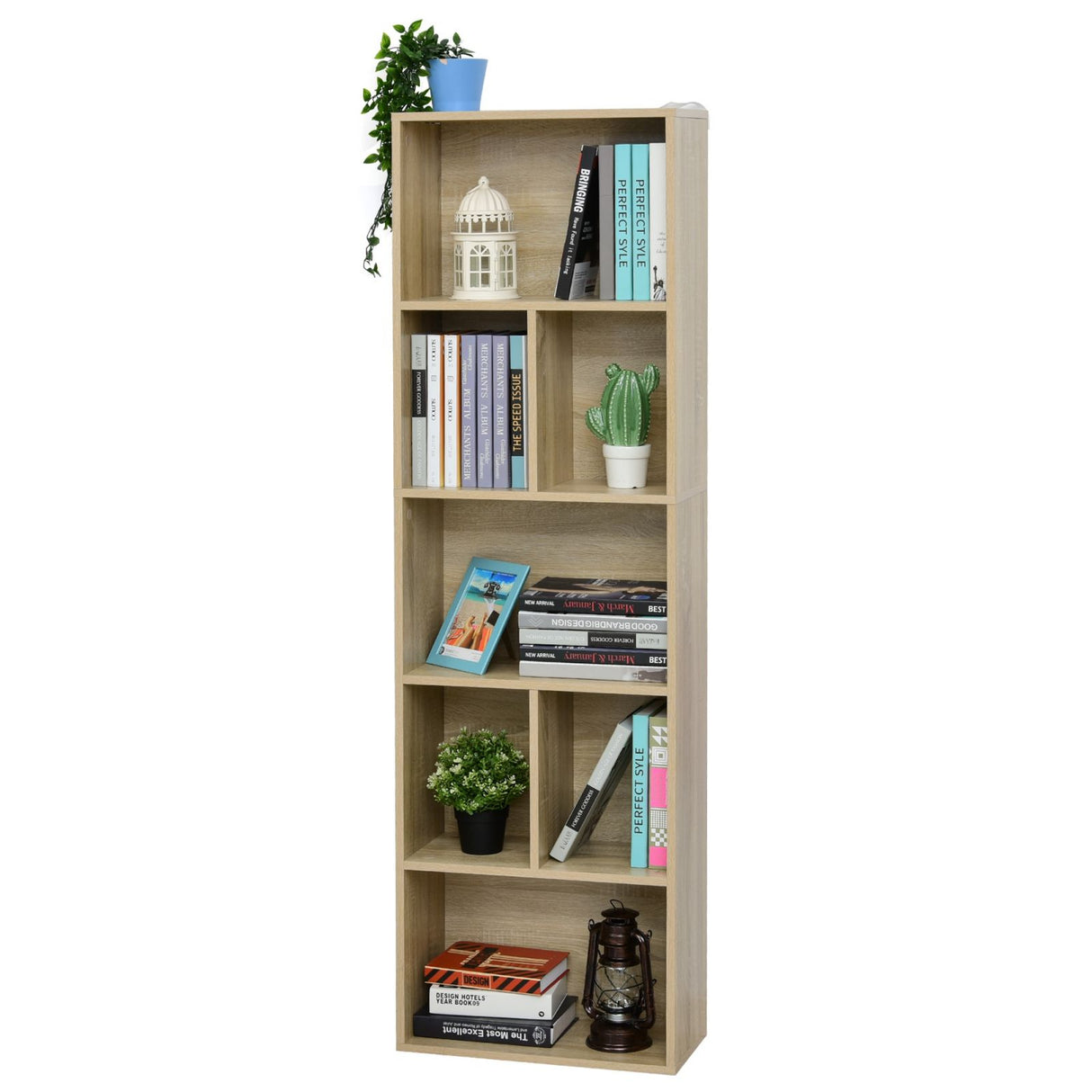 easycomfort easycomfort libreria scaffale in legno con 5 ripiani design antiribaltamento 50x24x150cm ean 8054111844550