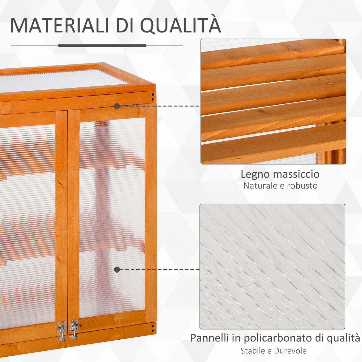 easycomfort easycomfort mini serra da giardino a 3 ripiani in legno e policarbonato 58x44x78cm arancione