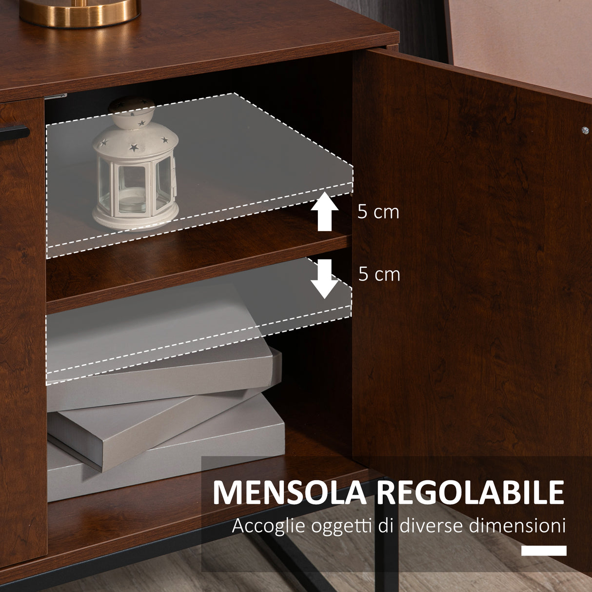 easycomfort easycomfort mobile buffet stile industriale con armadietto 2 ante e 3 cassetti 120x40x83cm marrone