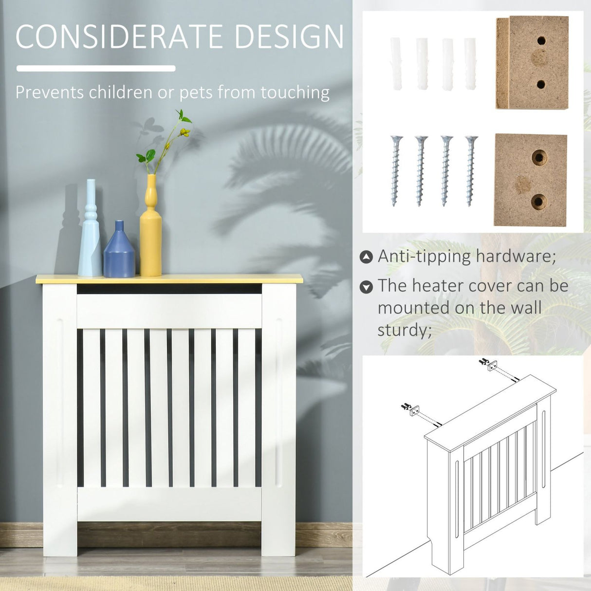 easycomfort easycomfort mobile copricalorifero in mdf e legno truciolare design a doghe con mensola superiore bianco