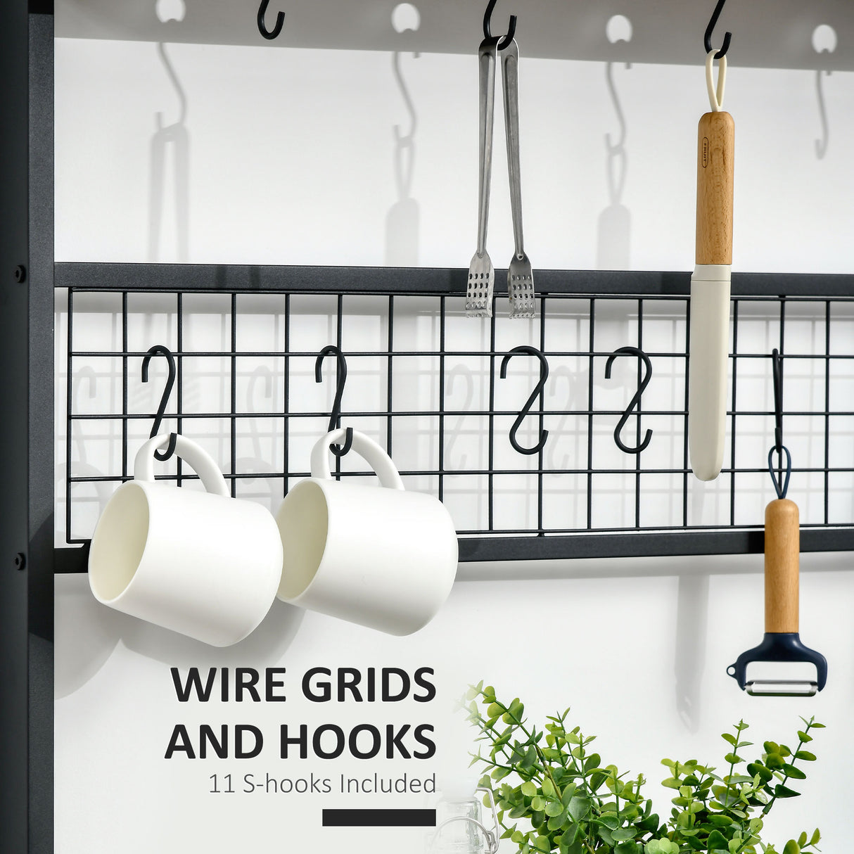 easycomfort easycomfort mobile cucina a 4 livelli con griglia e ganci portaoggetti in acciaio e truciolato 84 4x40x170 cm