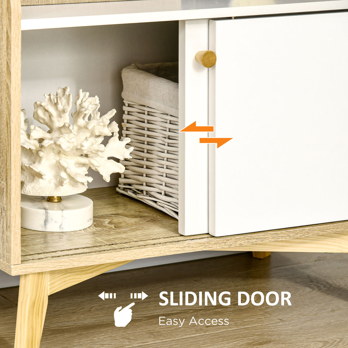 easycomfort easycomfort mobile da salotto con scaffale aperto a 2 livelli e armadietto a 2 ante in truciolato e legno di pino 58x30x93 cm