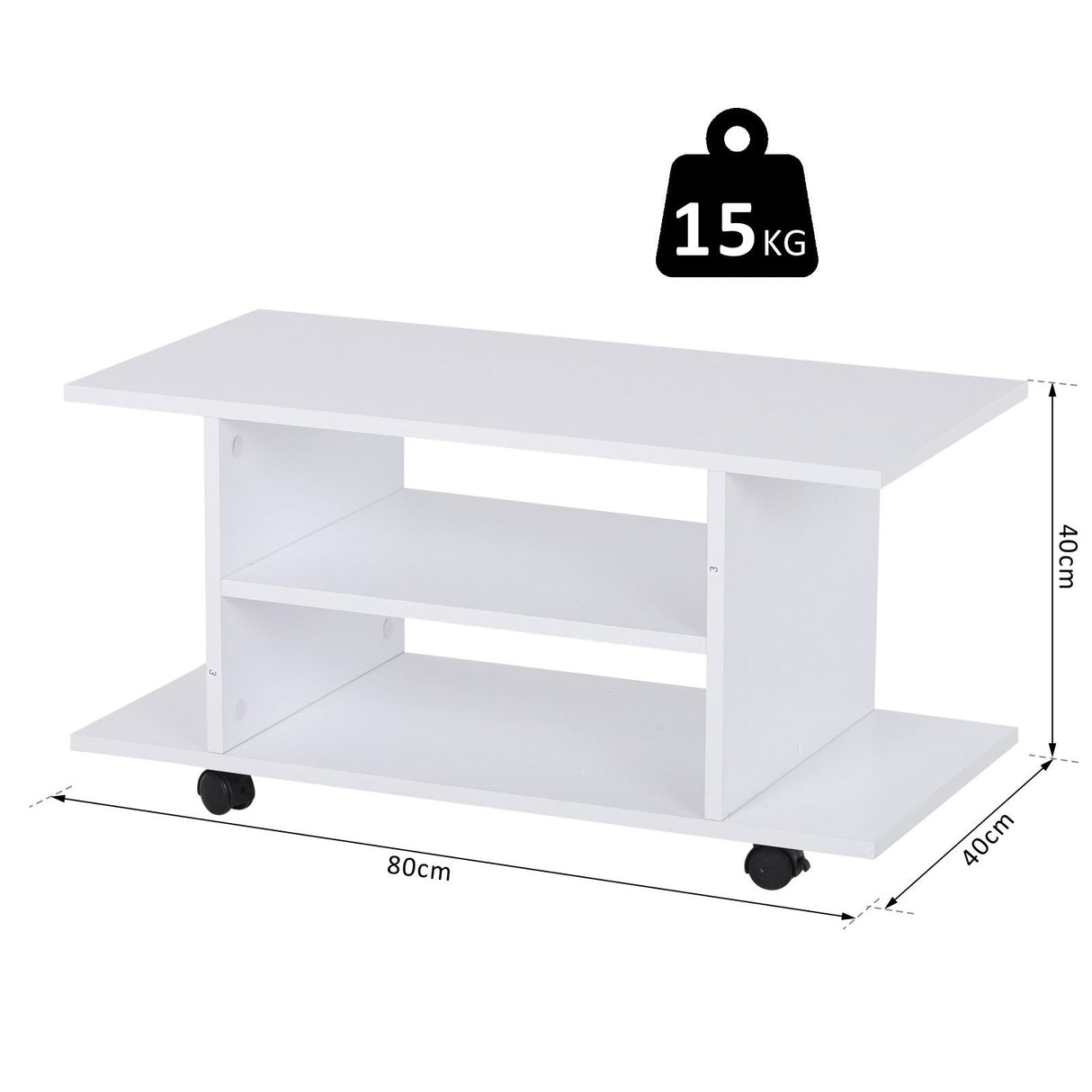easycomfort easycomfort mobile porta tv in legno con ruote bianco 80x40x40cm ean 8054111844512