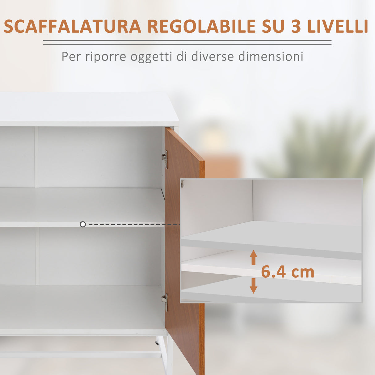 easycomfort easycomfort mobiletto basso in truciolato e metallo a 2 ante con ripiano regolabile a 2 livelli 80x39x80 cm bianco e marrone
