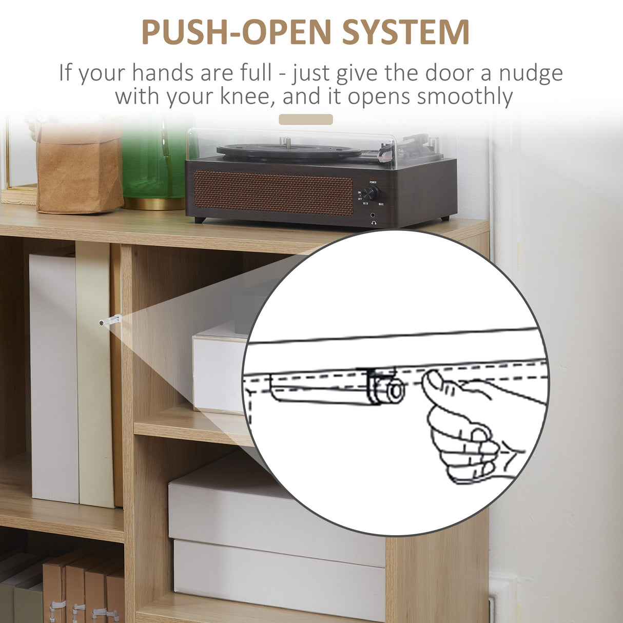 easycomfort easycomfort mobiletto moderno da soggiorno a coste con cassetto 2 armadietti e 2 ripiani aperti 75x40x120 cm