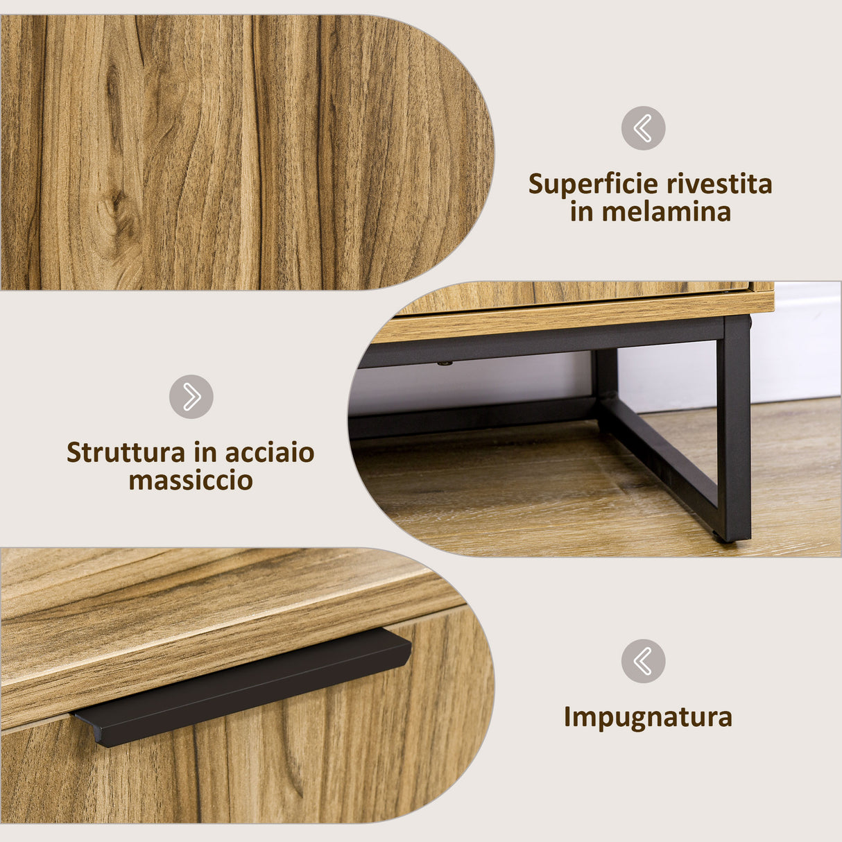 easycomfort easycomfort mobiletto multiuso 2 ante da soggiorno e salotto in legno e metallo 80 x 40 x 80 cm grigio