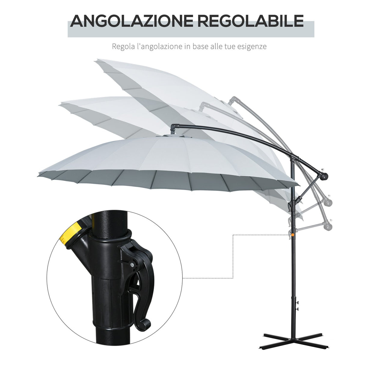 easycomfort easycomfort ombrellone decentrato da giardino 296cm ombrellone a braccio per esterni grigio con base a croce ean 8055776910888