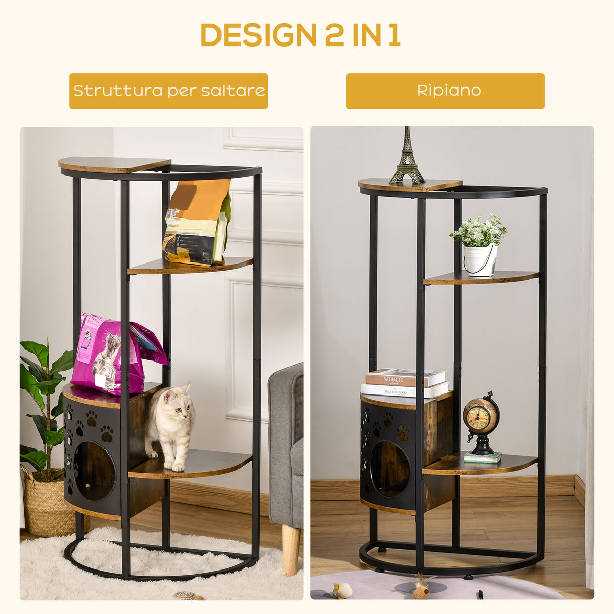 easycomfort easycomfort palestra per gatti multilivello con cuccia albero per gatti adulti e gattini con ripiani marrone