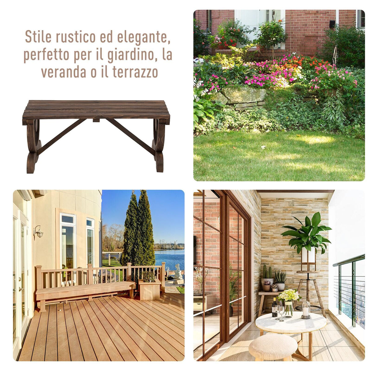 easycomfort easycomfort panca 2 posti esterno in legno di abete effetto bruciato 105x50x53cm ean 8054144130354