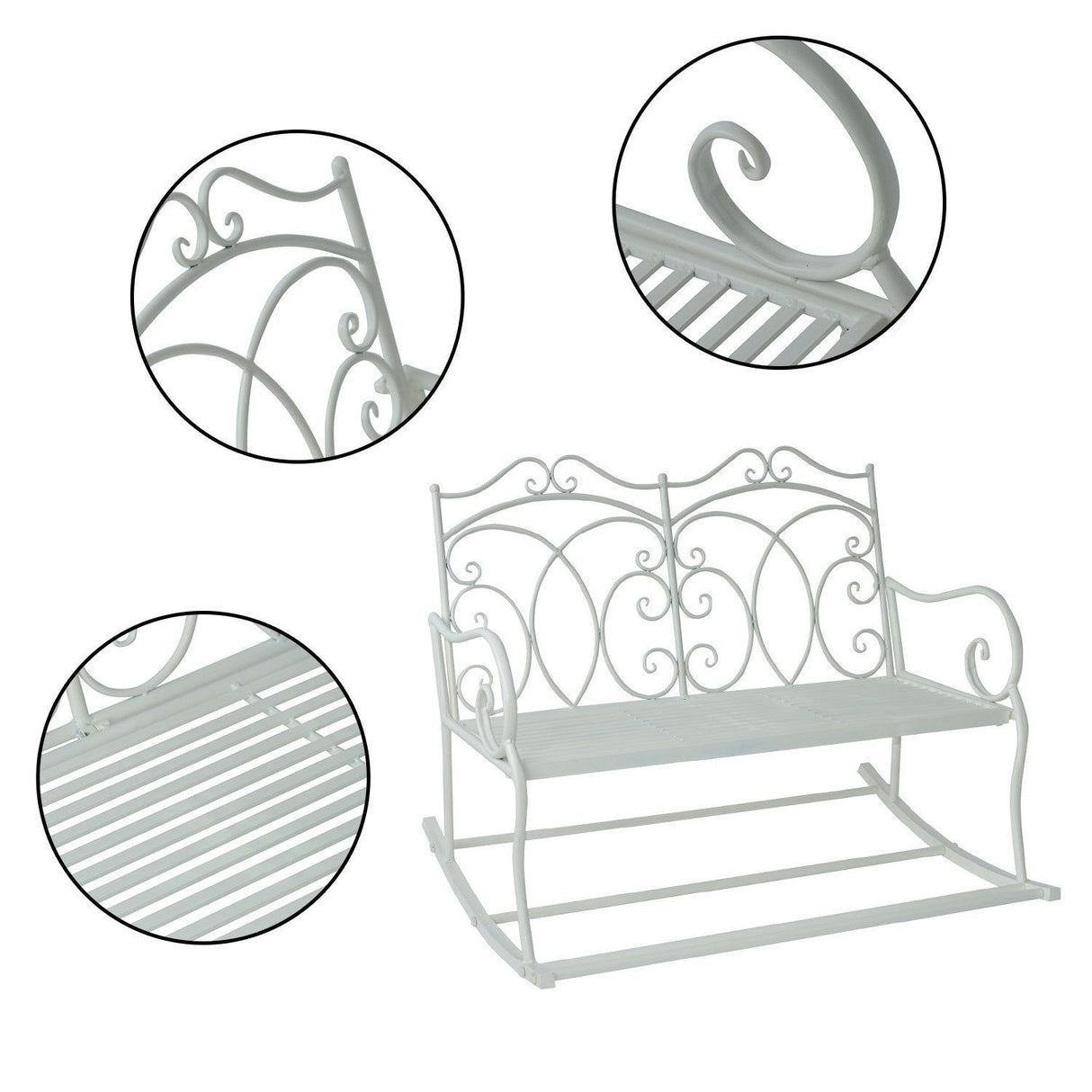 easycomfort easycomfort panchina in ferro a dondolo da giardino stile shabby bianco 102x74 5x78cm ean 8054144138411