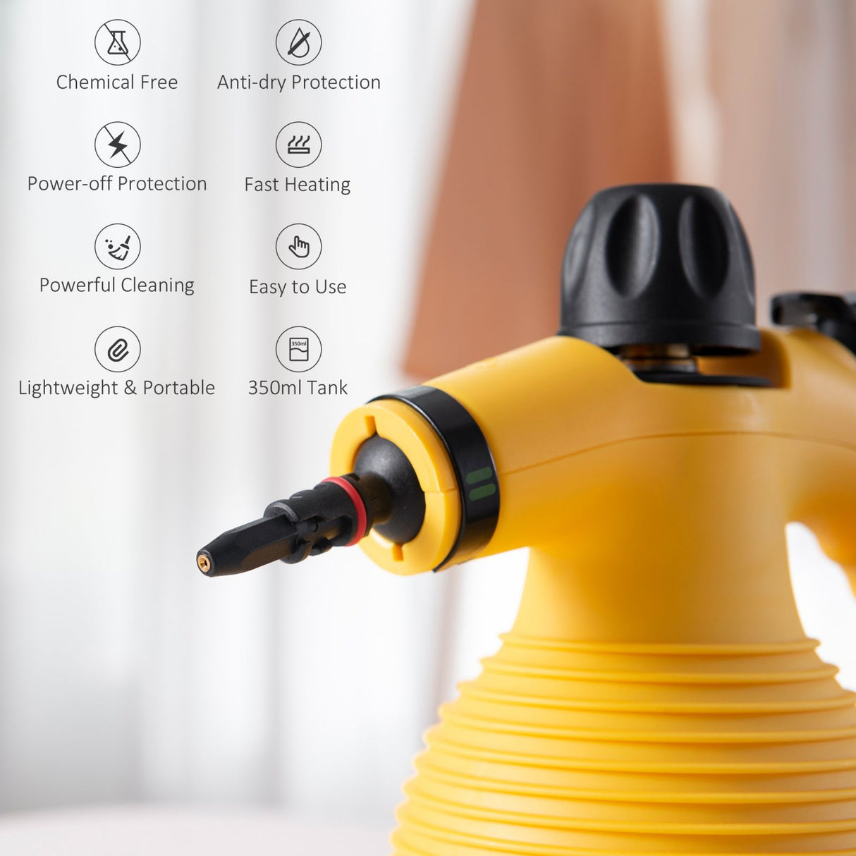 easycomfort easycomfort pistola a vapore multiuso pulitore a vapore portatile professionale per cucina bagno tessuti serbatoio 350ml giallo