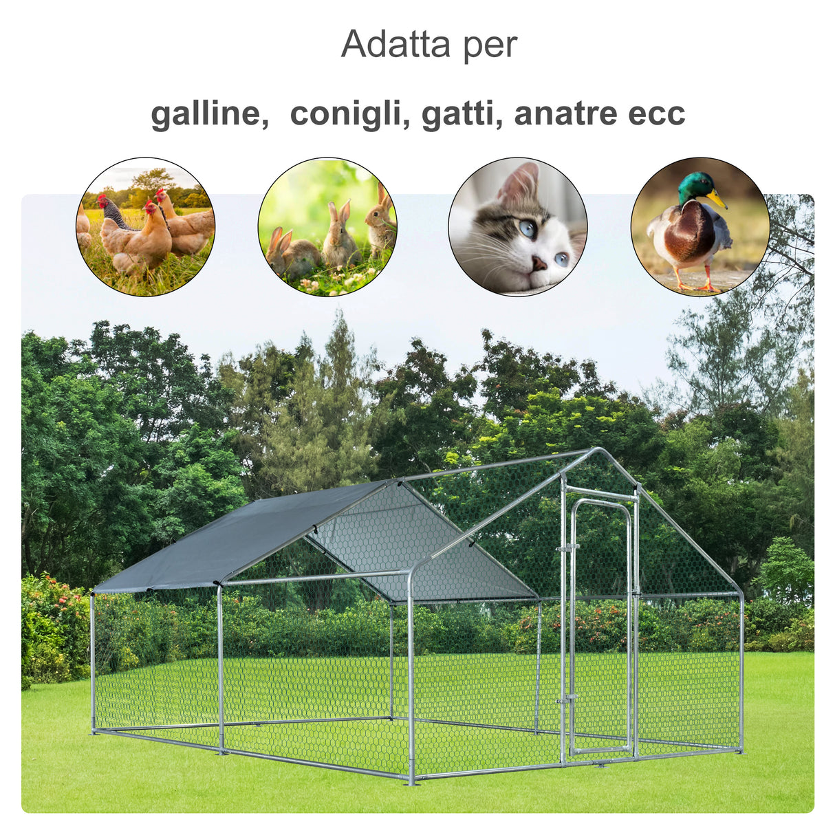 easycomfort easycomfort pollaio da giardino gabbia box per esterno zincato con tessuto oxford di copertura 3 x 4 x 1 95 m