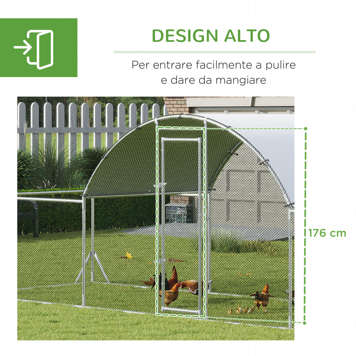easycomfort easycomfort pollaio da giardino per 12 14 galline in acciaio zincato e pe con tettoia e serratura 660x190x195 cm