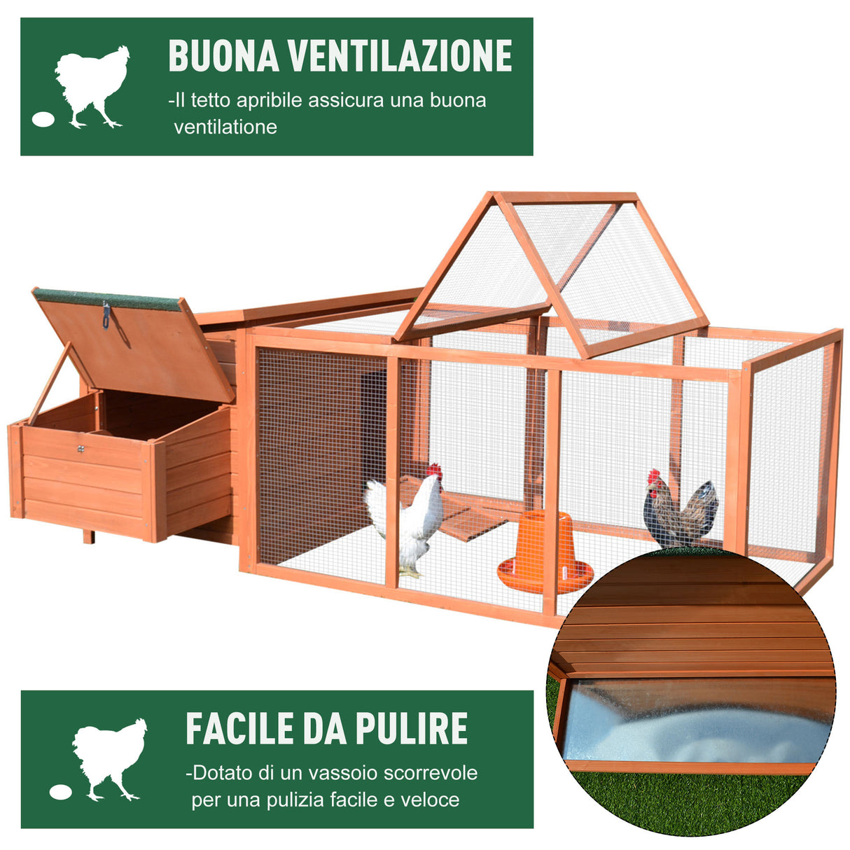 easycomfort easycomfort pollaio in legno per galline casetta con tetto apribile e spazio esterno