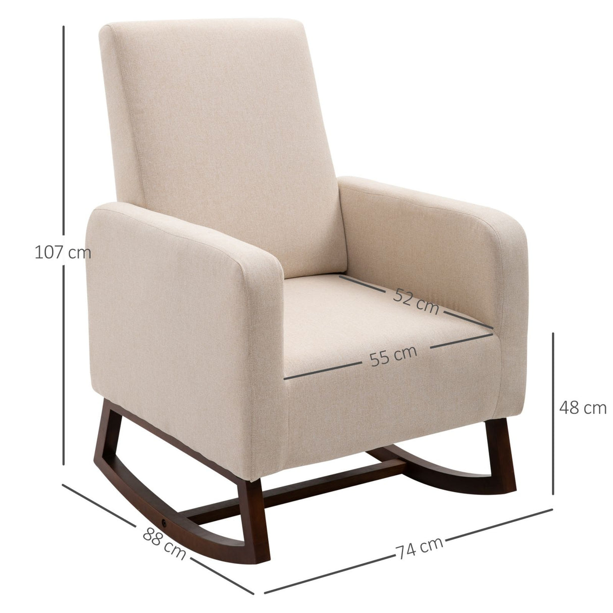 easycomfort easycomfort poltrona a dondolo imbottita in legno e lino beige ean 8055776915869