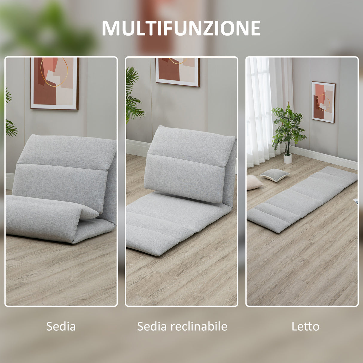 easycomfort easycomfort poltrona da terra con schienale reclinabile in tessuto 71x72x60cm grigio chiaro