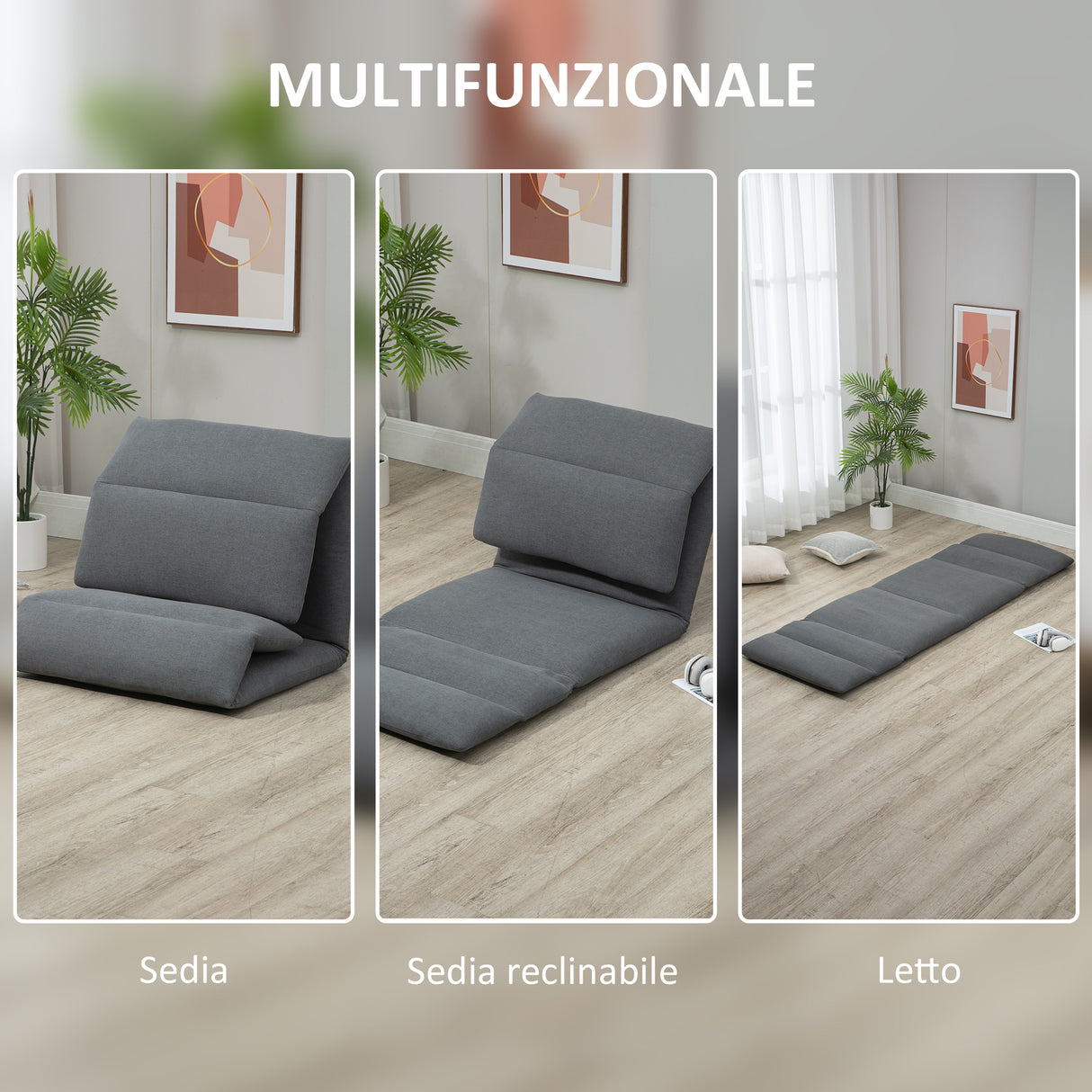 easycomfort easycomfort poltrona da terra con schienale reclinabile in tessuto 71x72x60cm grigio scuro