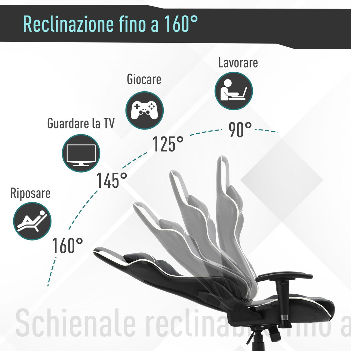 easycomfort easycomfort poltrona gaming con altezza e schienale regolabile sedia da ufficio nera e bianca ean 8055776913728