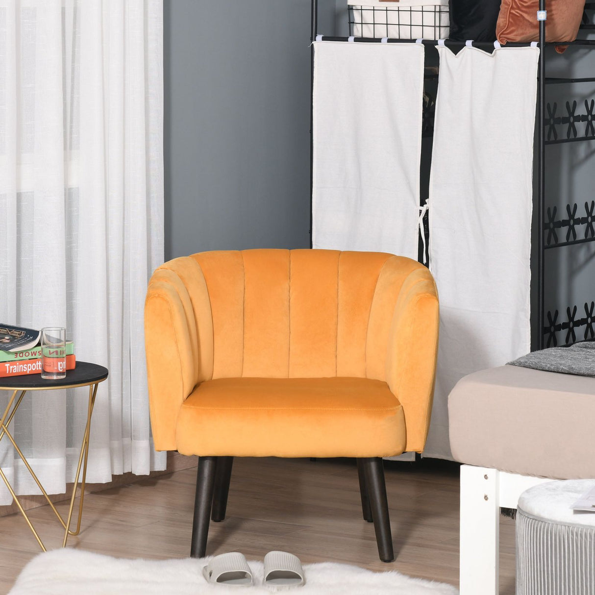 easycomfort easycomfort poltrona in velluto per soggiorno poltroncina per camera da letto gialla ean 8055776916514