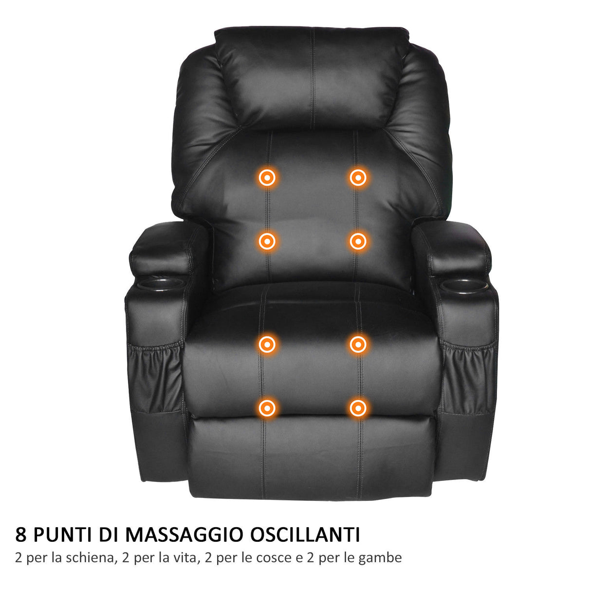 easycomfort easycomfort poltrona reclinabile massaggiante riscaldabile in ecopelle nero ean 8054144137513