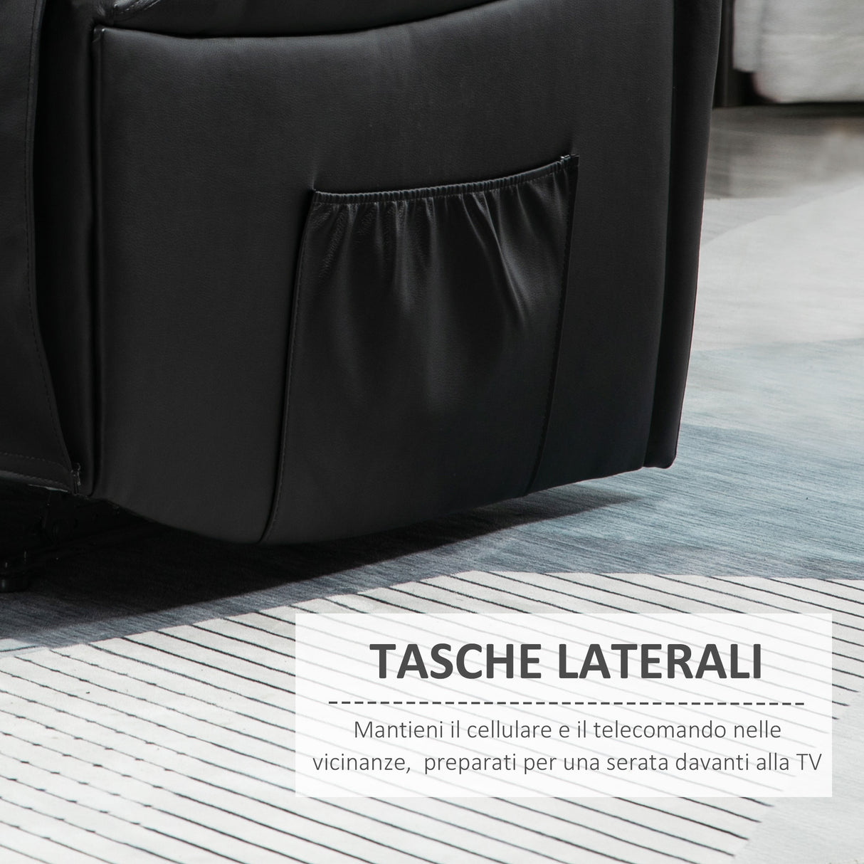 easycomfort easycomfort poltrona relax reclinabile con maniglia e tasche laterali 100x89x100cm nera