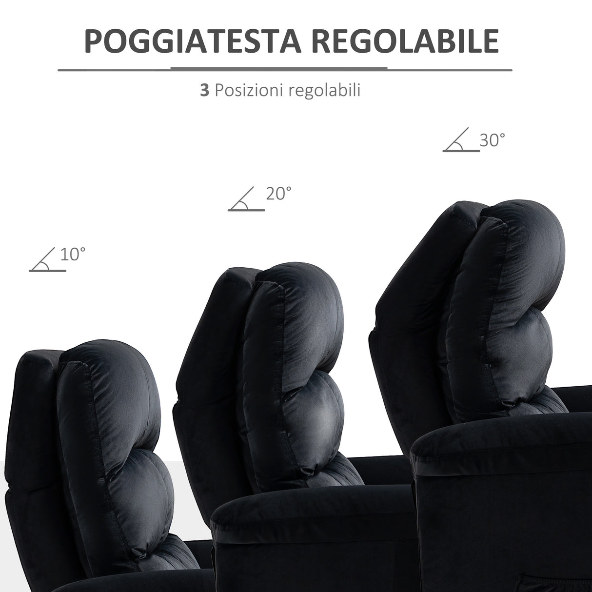 easycomfort easycomfort poltrona relax reclinabile fino a 155 con poggiatesta e poggiapiedi in tessuto 85x95x104cm nero