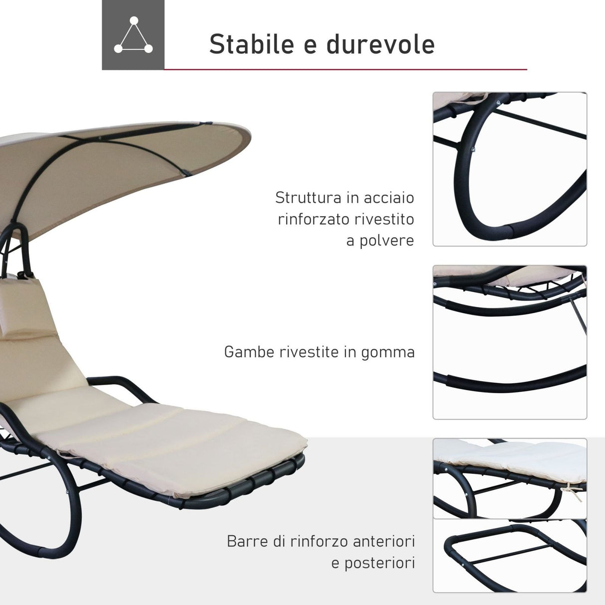 easycomfort easycomfort poltrona sdraio sospesa con materassino imbottito e poggiatesta grigio e crema ean 8055776914947