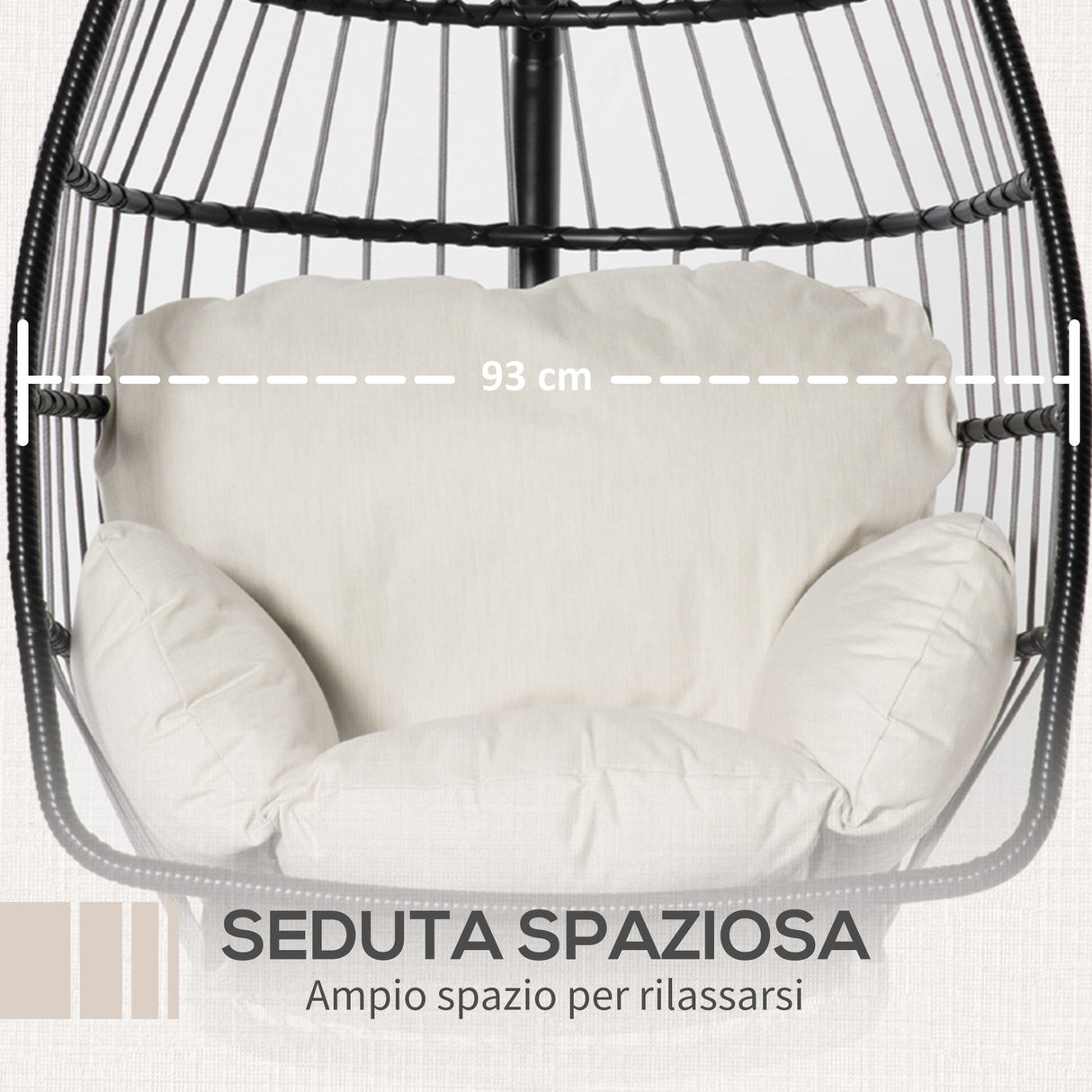 easycomfort easycomfort poltrona sospesa con cuscino e struttura in metallo per giardino e soggiorno 101x101x188cm nero