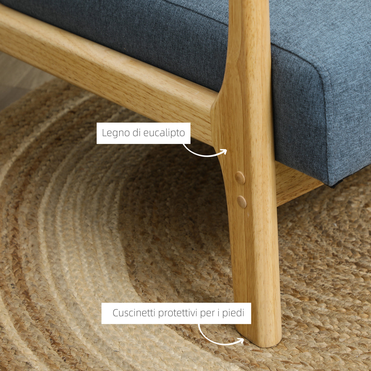 easycomfort easycomfort poltroncina in stile nordico in legno tessuto effetto lino e cuscino extra 66x80x77 5cm blu