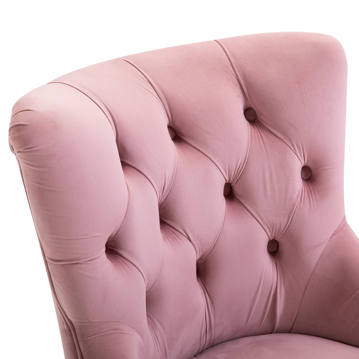 easycomfort easycomfort poltroncina in velluto rosa con gambe in legno e schienale trapuntato ean 8055776916323