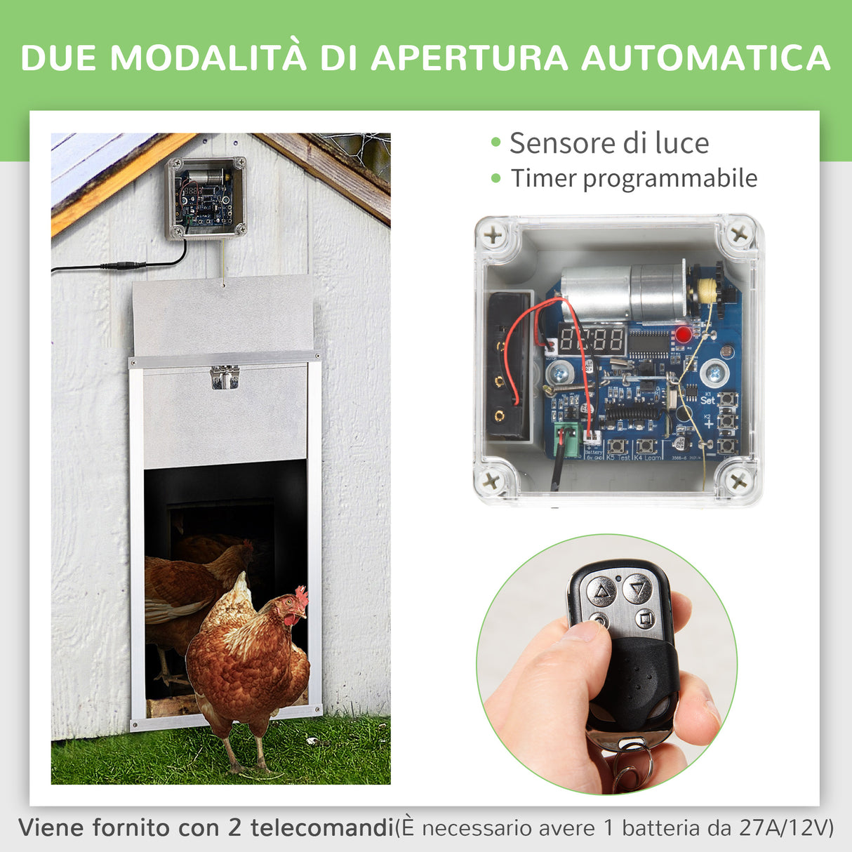 easycomfort easycomfort porta automatica pollaio da 6v con timer e sensore di luce alluminio e abs 30x30cm