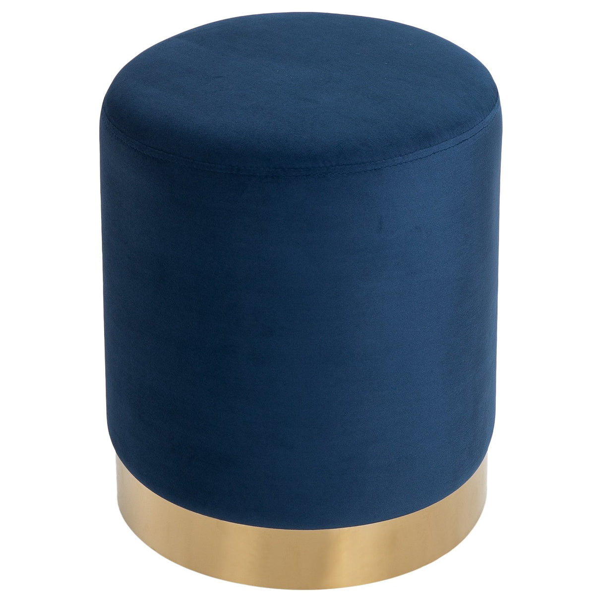 easycomfort easycomfort pouf poggiapiedi di design rotondo in velluto blu con base oro 36x42cm ean 8054144131054