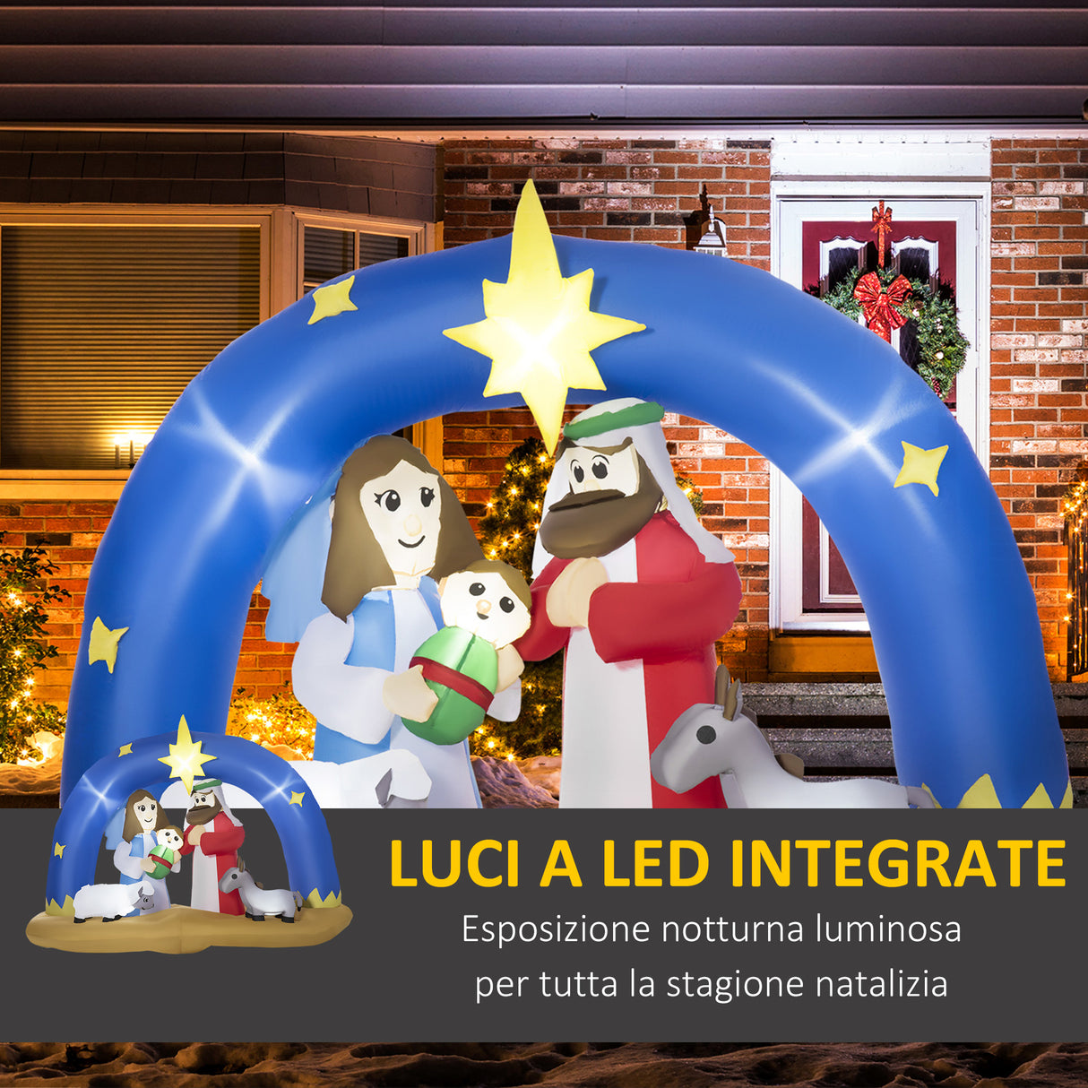easycomfort easycomfort presepe di natale gonfiabile con 5 luci led integrate e gonfiatore incluso 206x95x157cm
