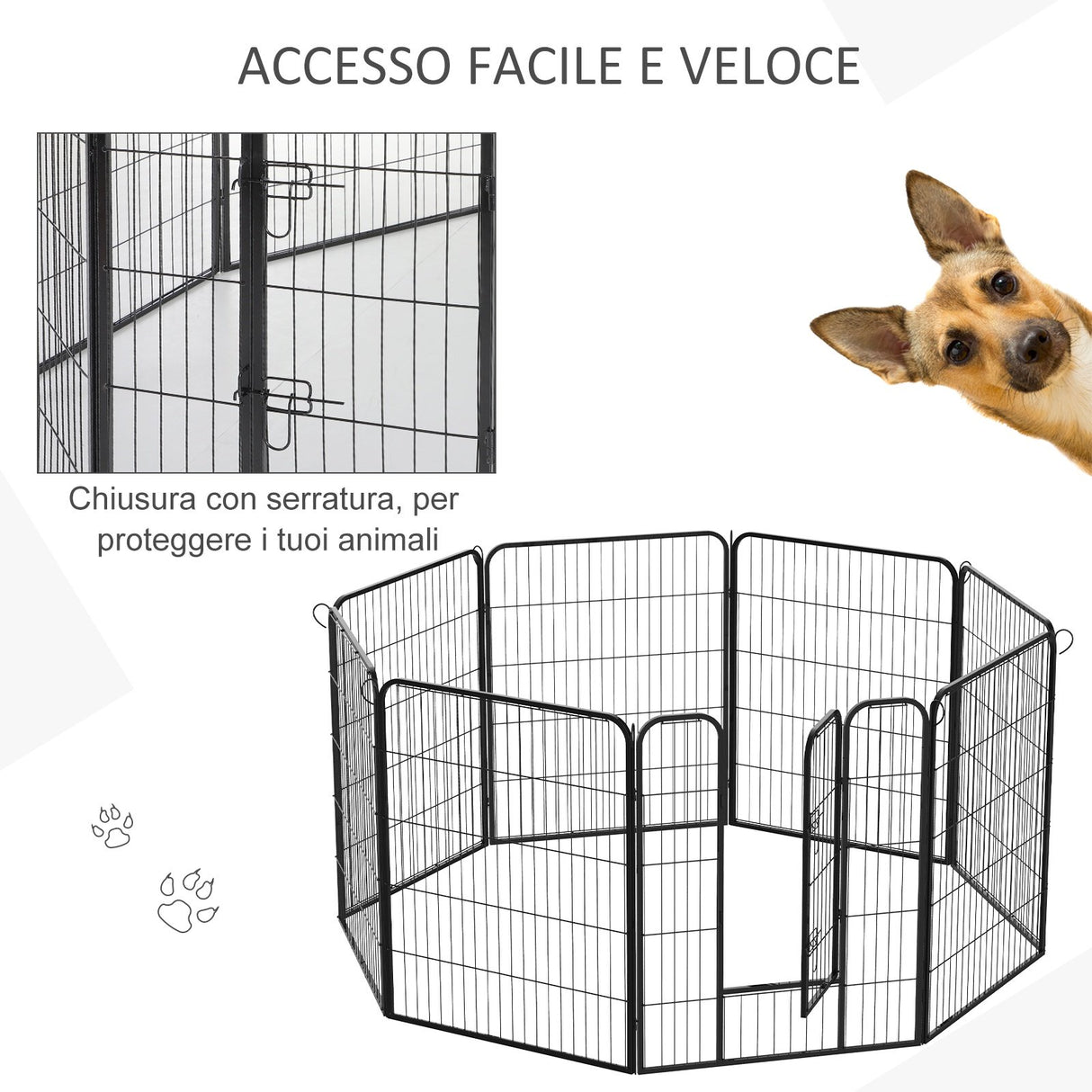 easycomfort easycomfort recinto per cani per animali domestici 8 pezzi 80x100cm ean 8054144135182