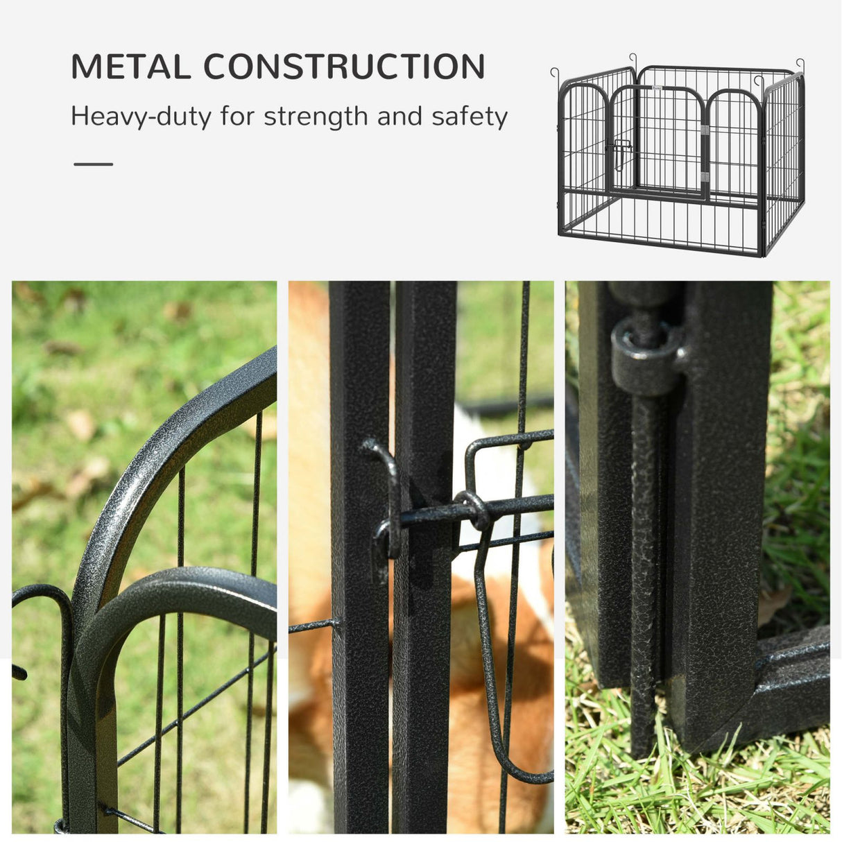 easycomfort easycomfort recinto per cani pieghevole per interno ed esterno porta con catenaccio e picchetti di fissaggio 82x82x60cm grigio scuro