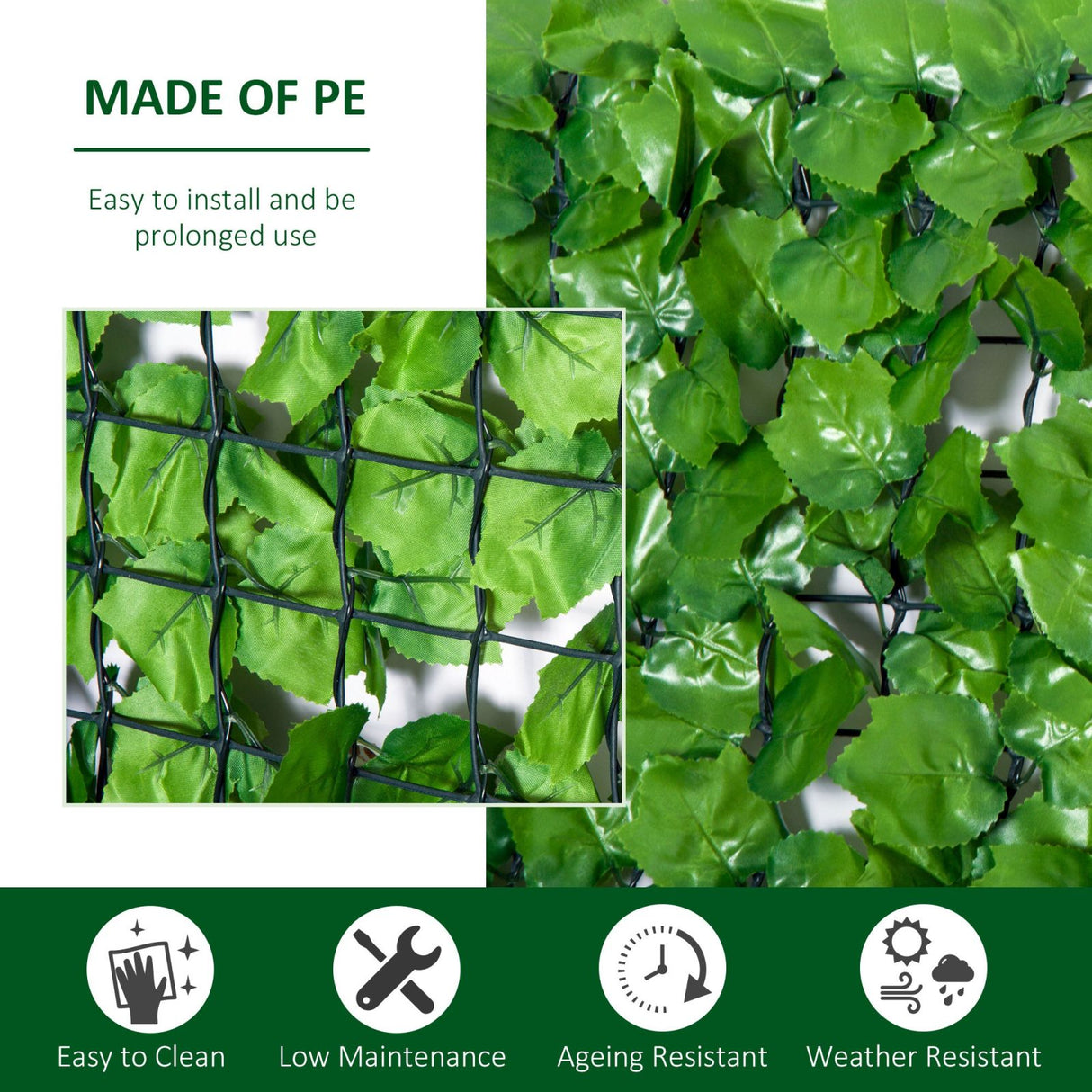 easycomfort easycomfort rotolo di siepe finta per balcone e giardino in pe con foglie di acero verdi 300x100cm