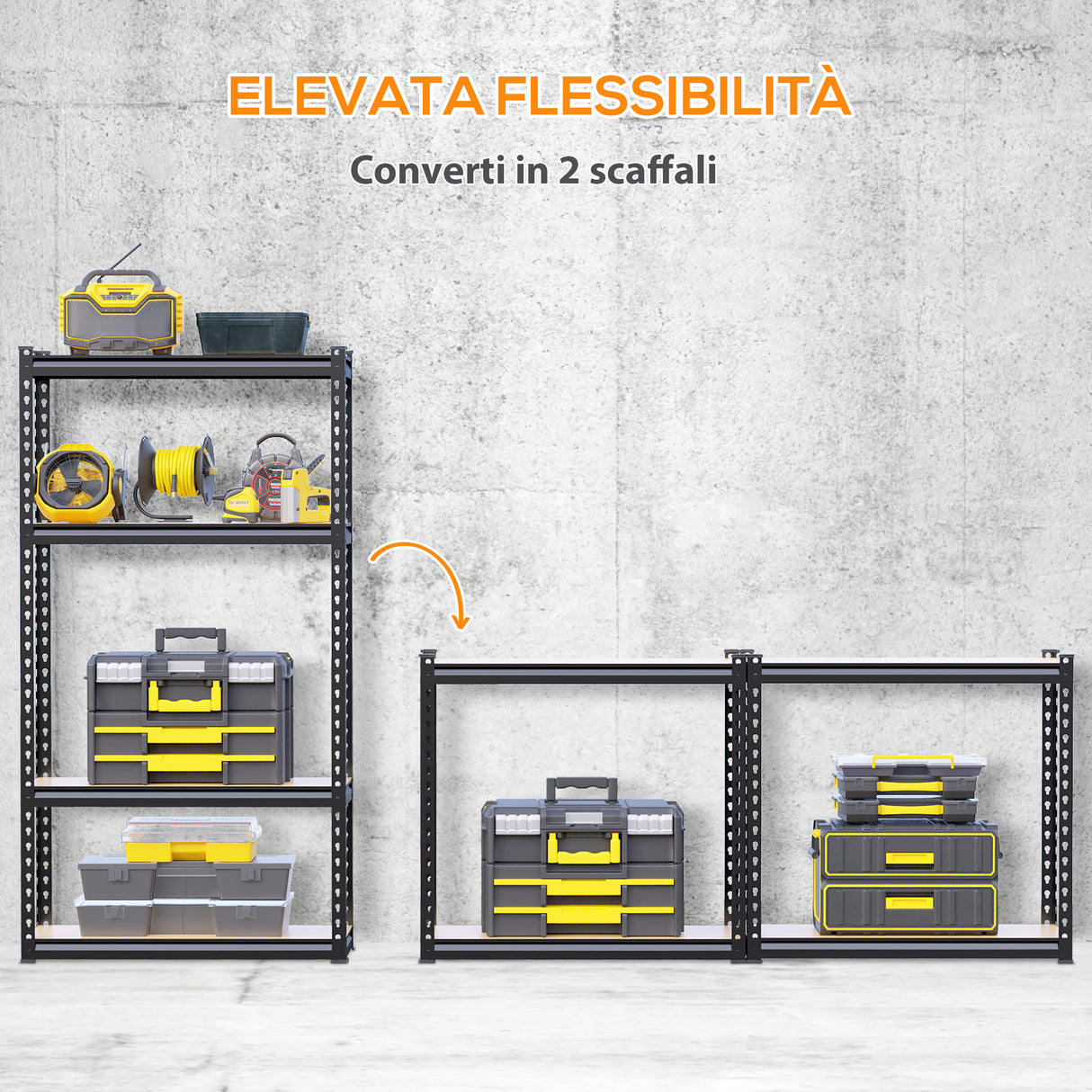 easycomfort easycomfort scaffalatura industriale a 4 livelli in mdf e acciaio con ripiani aperti e regolabili 81 3x30x152 4 cm