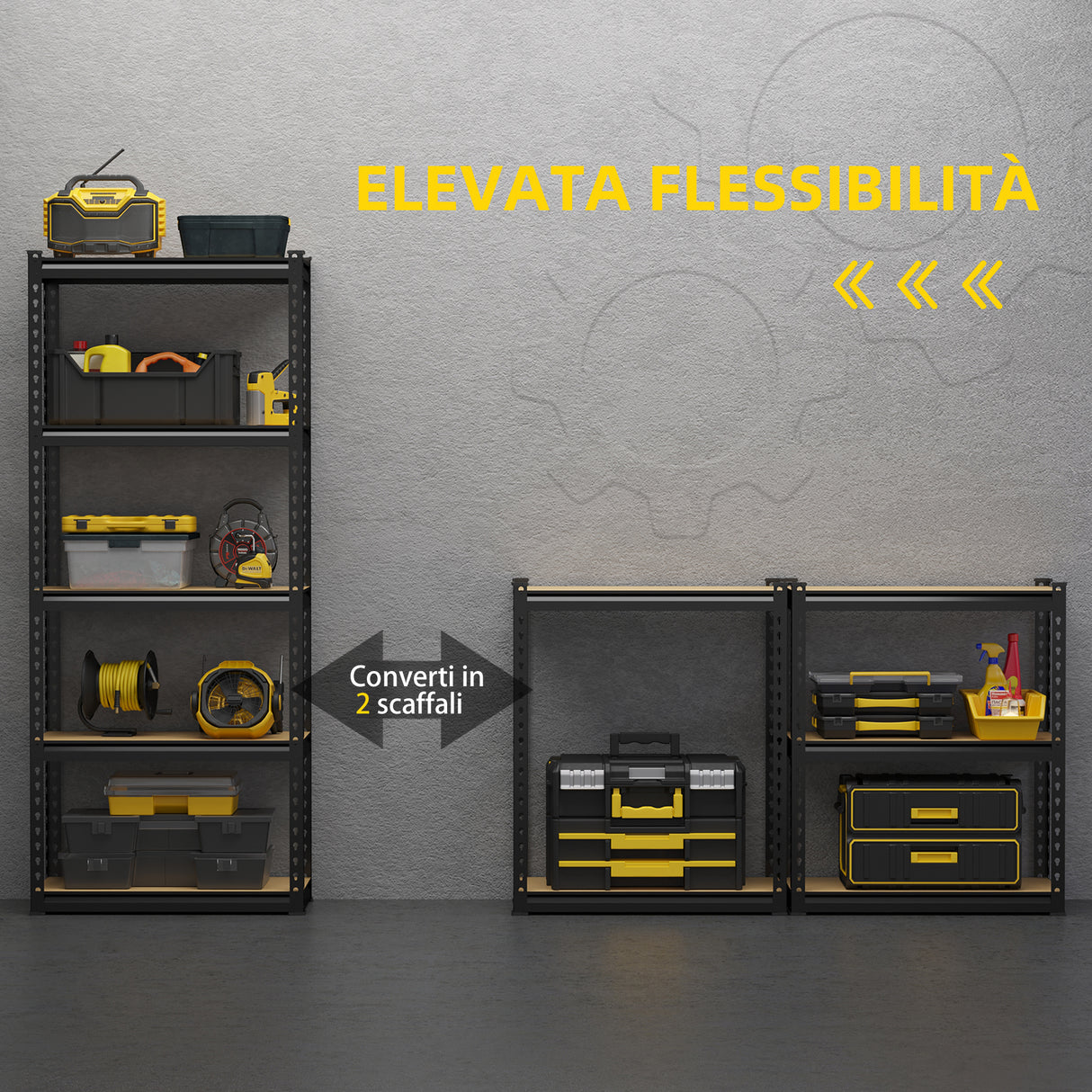 easycomfort easycomfort scaffalatura industriale a 5 livelli set 2 pezzi in mdf e acciaio con ripiani aperti e regolabili 70x30x167 5 cm